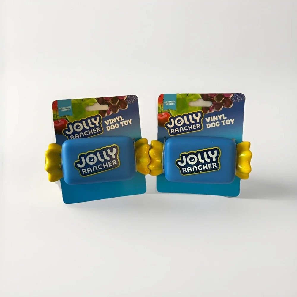 Set Of 2 Jolly Rancher Candy Vinyl Dog Toys New Plastic Squeaker Squeaky